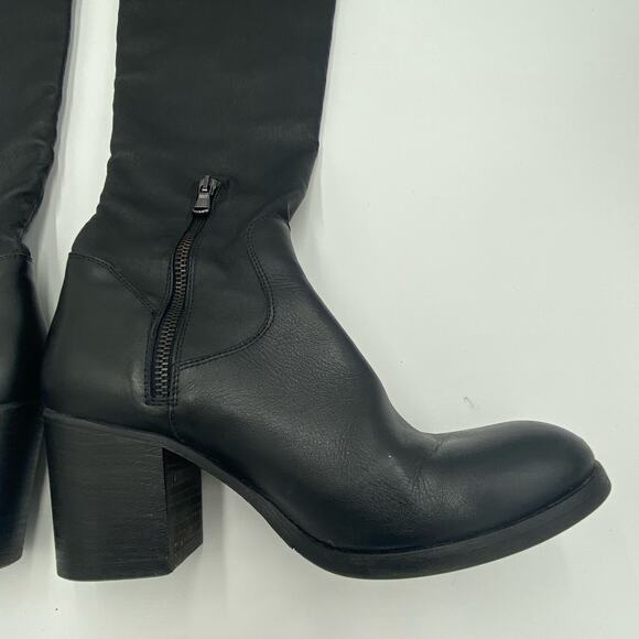 Barneys New York Black Soft Leather Pull On Over The Knee Boots Size 40 - Picture 6 of 11